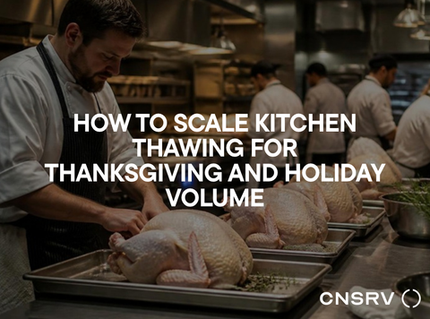 Commercial kitchen staff prepping whole turkeys ahead of Thanksgiving service